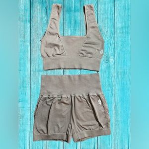 FREE PEOPLE GOOD KARMA BRA AND RUNNING SHORTS
